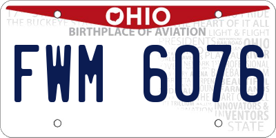 OH license plate FWM6076