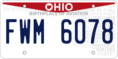 OH license plate FWM6078