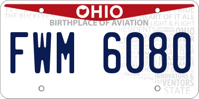 OH license plate FWM6080