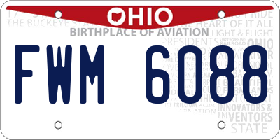 OH license plate FWM6088