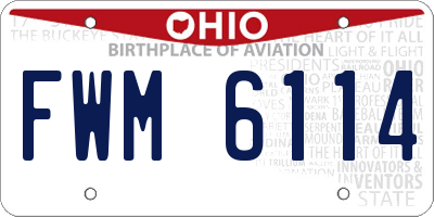OH license plate FWM6114