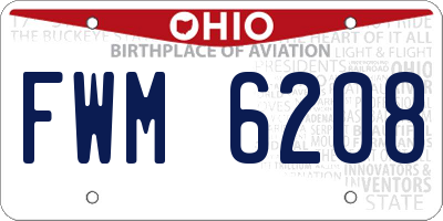 OH license plate FWM6208