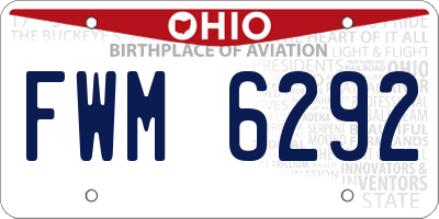 OH license plate FWM6292