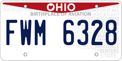 OH license plate FWM6328