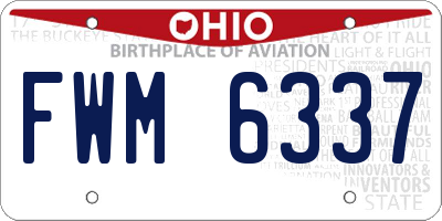 OH license plate FWM6337