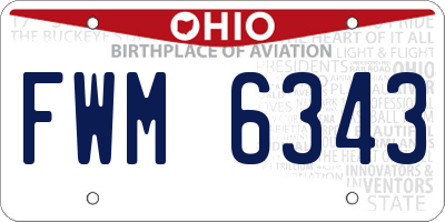 OH license plate FWM6343