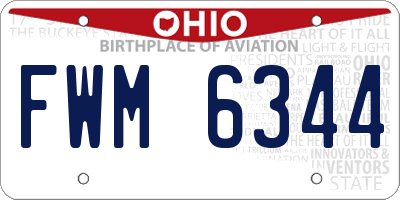 OH license plate FWM6344