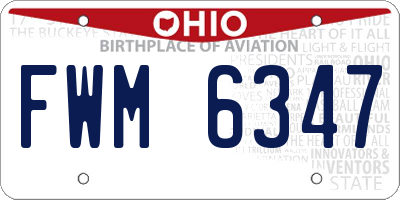 OH license plate FWM6347