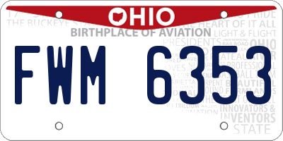 OH license plate FWM6353