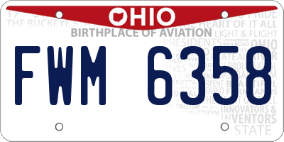 OH license plate FWM6358