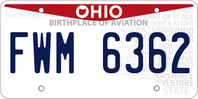 OH license plate FWM6362