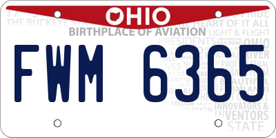 OH license plate FWM6365