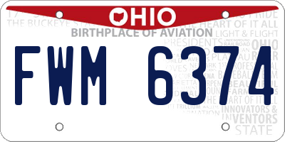 OH license plate FWM6374