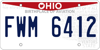 OH license plate FWM6412