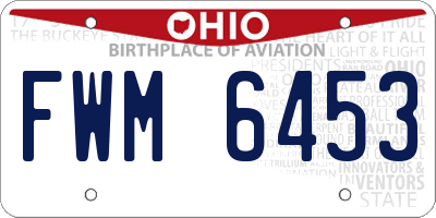 OH license plate FWM6453