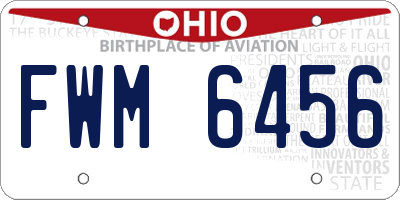 OH license plate FWM6456