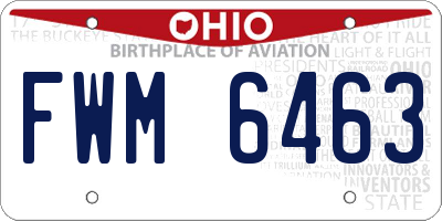OH license plate FWM6463