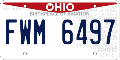 OH license plate FWM6497