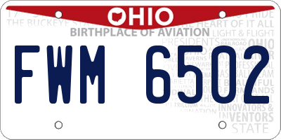 OH license plate FWM6502