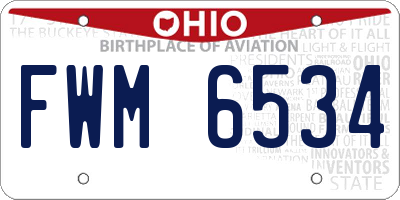 OH license plate FWM6534