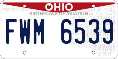 OH license plate FWM6539
