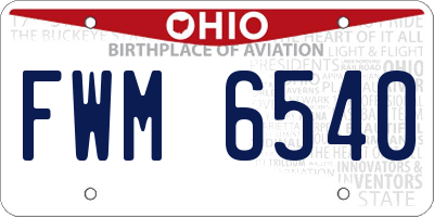 OH license plate FWM6540