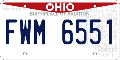 OH license plate FWM6551