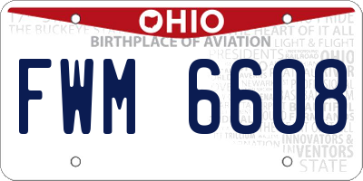 OH license plate FWM6608