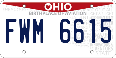OH license plate FWM6615