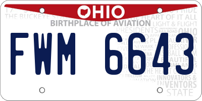 OH license plate FWM6643