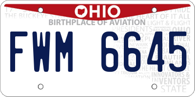 OH license plate FWM6645