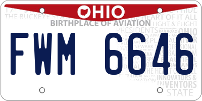 OH license plate FWM6646