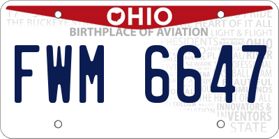 OH license plate FWM6647