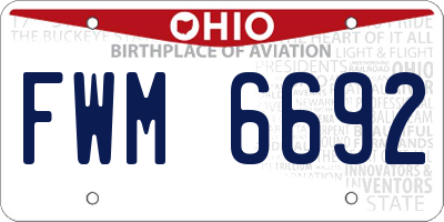 OH license plate FWM6692