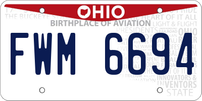 OH license plate FWM6694