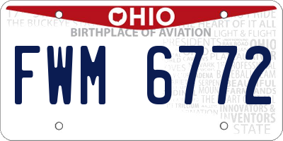 OH license plate FWM6772