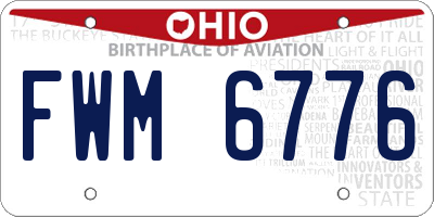 OH license plate FWM6776