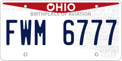 OH license plate FWM6777