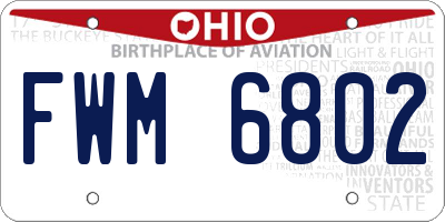 OH license plate FWM6802