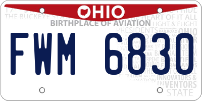 OH license plate FWM6830
