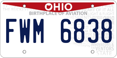 OH license plate FWM6838