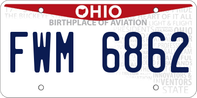 OH license plate FWM6862