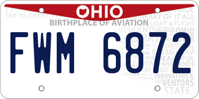 OH license plate FWM6872