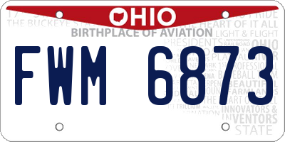 OH license plate FWM6873