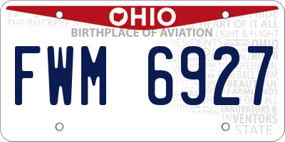 OH license plate FWM6927