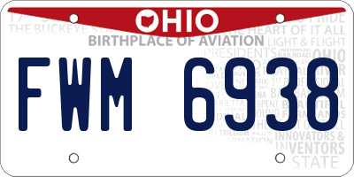 OH license plate FWM6938
