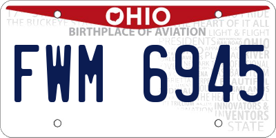 OH license plate FWM6945