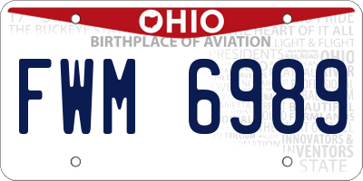 OH license plate FWM6989