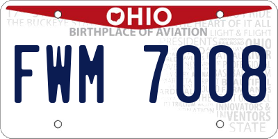 OH license plate FWM7008