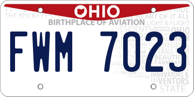 OH license plate FWM7023